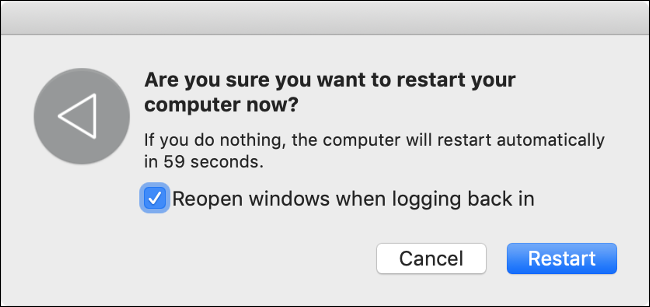 The "Restart Your Mac" dialog.